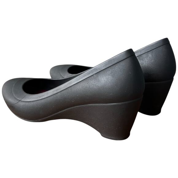 Crocs Lina Women's 7 Size Down For Half Size Black Pump Wedge Heel Dual Comfort - Picture 3 of 14